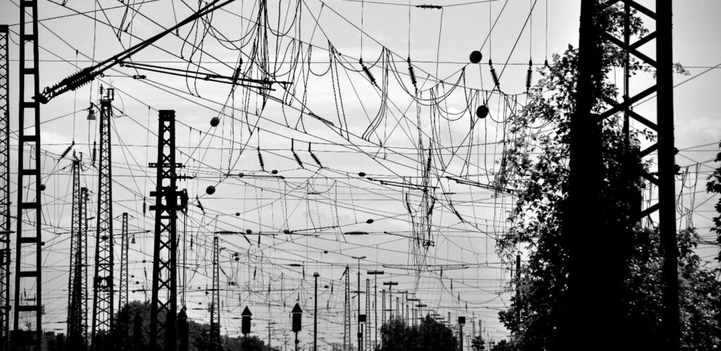 A tangle of powerlines
